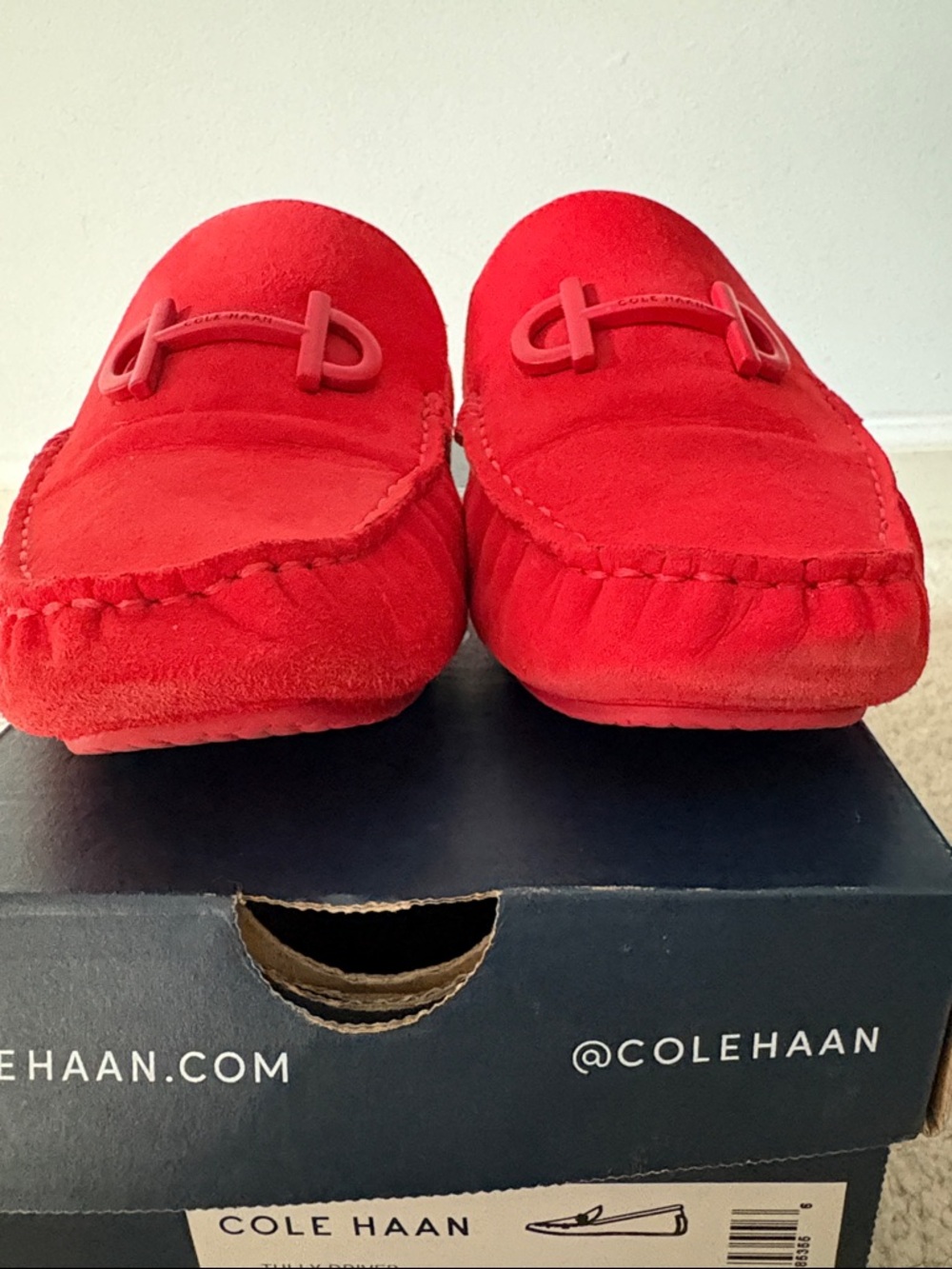 Cole Haan Red Suede Slip-On Loafers - Picture 10 of 11